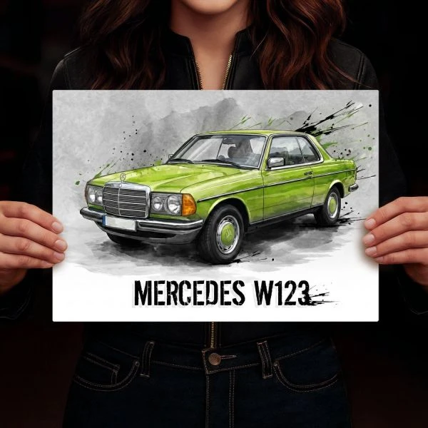 Plakat z metalu Mercedes W123 Coupe